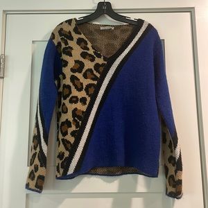 Niccolai Mohair Blue Cheetah Sweater Made in Italy Size S